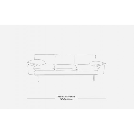 Sofa RETRO 4-SEATS ROYAL VELVET MAGNOLIA