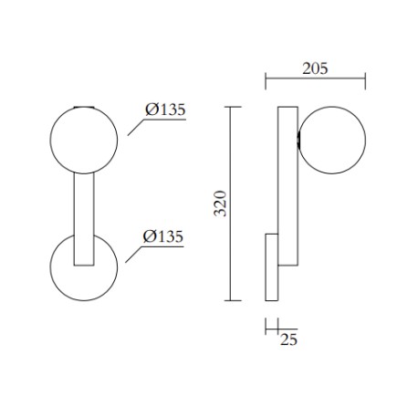 Sieninis šviestuvas TUBE WITH GLOBES&CONES