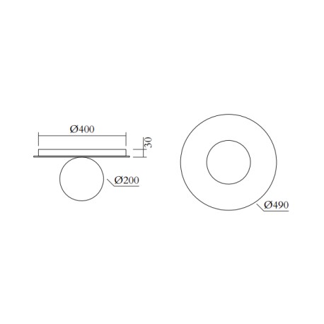 Lubinis/sieninis šviestuvas PLATE & SPHERE